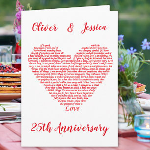 Carte Citation biblique pour le 25e anniversaire 1 Corin