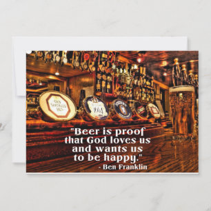 Carte Citation célèbre de Ben Franklin sur la bière