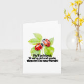 Carte Citation d'amitié des coccinelles drôle Meilleures (Fleur jaune)