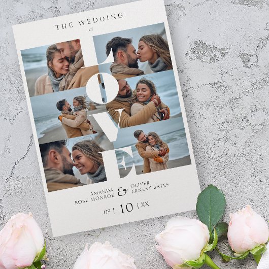 Carte Citation d'amour blanc tendance Collage Mariage 6 