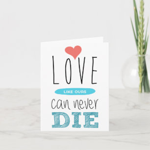 Carte Citation d'amour Cœur rouge Bleu L'amour ne meurt