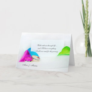 Carte citation d'amour romantique avec anneaux et pétale