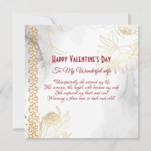 Carte Citation d'amour romantique Floral Gold Wife Valen