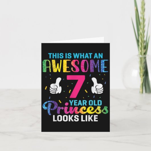 Carte Citation d'anniversaire de la princesse de 7 ans 7 (Devant)