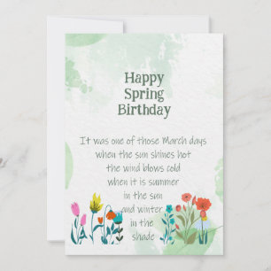 Carte Citation d'anniversaire de printemps en vers de Ch