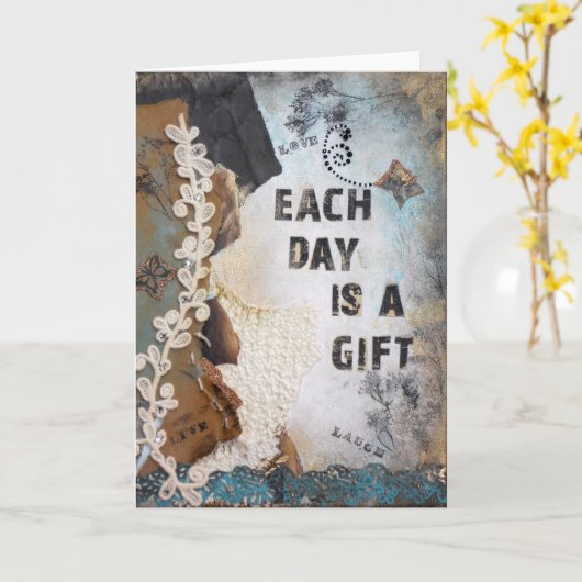 Carte Citation D'Art Médiatique Mixte Chaque Jour Est Un (Fleur jaune)