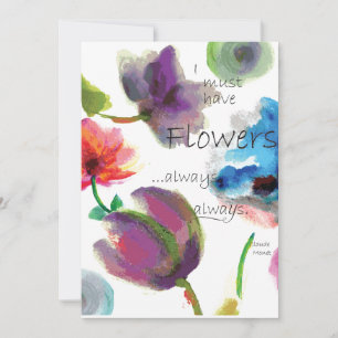 Carte Citation de Claude Monet ~ Aquarelle florale