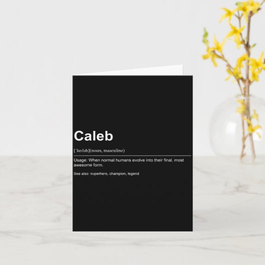 Carte Citation de définition drôle pour le nom Caleb _  (Fleur jaune)