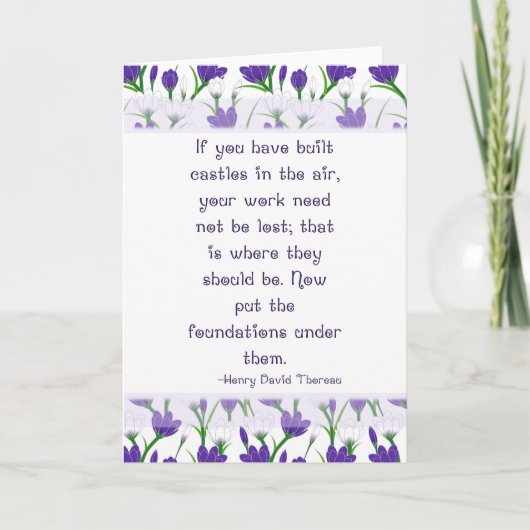 Carte Citation de Henry David Thoreau - Fleurs de Crocus (Devant)