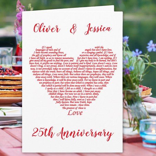 Carte Citation de la Bible du 25e anniversaire 1 Corinth