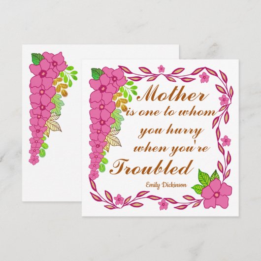 Carte Citation de la fête des mères par Emily Dickinson  (Devant / Derrière)