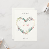 Carte Citation de la meilleure maman sur le coeur rose f (Devant/Arrière en situation)