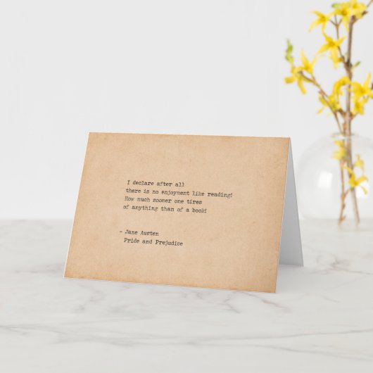 Carte Citation de lecture de la machine Jane Austen (Fleur jaune)