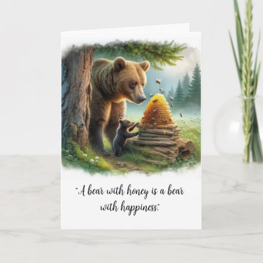 Carte Citation de l'ours miel heureux (Devant)