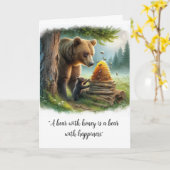 Carte Citation de l'ours miel heureux (Fleur jaune)