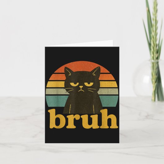 Carte Citation de Meme Drôle Bruh Chat Rétro (Devant)