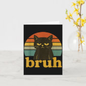 Carte Citation de Meme Drôle Bruh Chat Rétro (Fleur jaune)