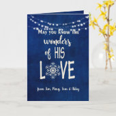 Carte Citation de Noël en bleu avec corde légère (Fleur jaune)