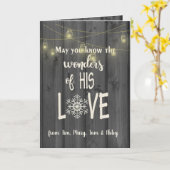 Carte Citation de Noël en bois noir avec fil clair (Fleur jaune)