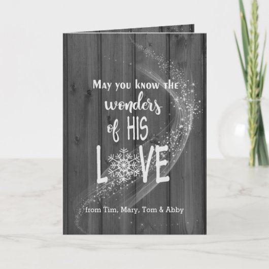 Carte Citation de Noël en bois noir avec lumières (Devant)