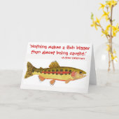Carte Citation de pêche humoristique avec Trout Artwork (Fleur jaune)
