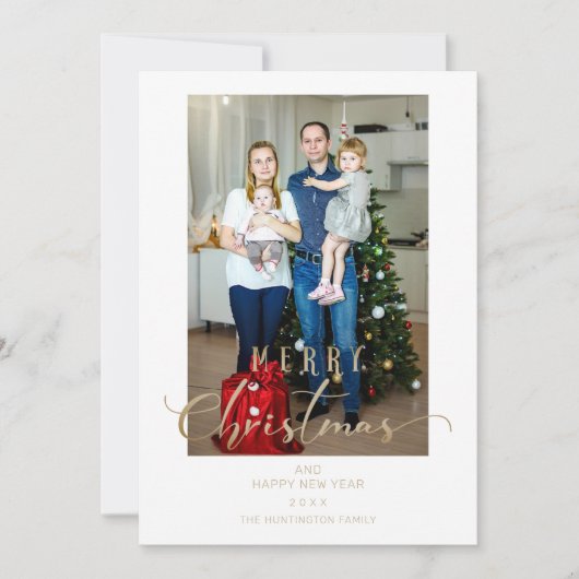 Carte Citation de script Whimsical de Noël Photo classiq (Devant)