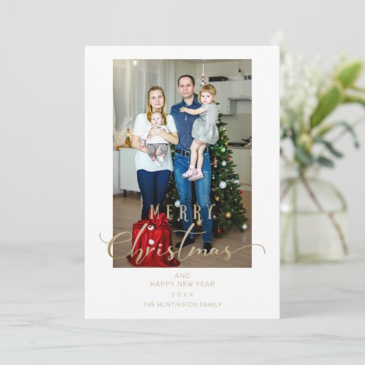 Carte Citation de script Whimsical de Noël Photo classiq (Debout devant)