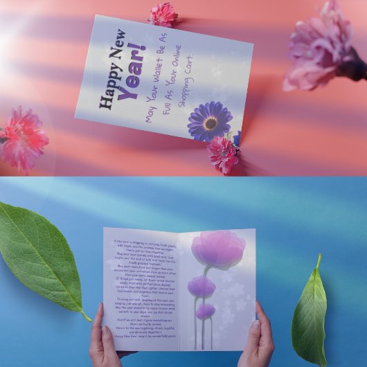 Carte Citation de shopping drôle Bonne année 2026 Design