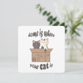 Carte Citation drôle Accueil est où est votre chat (Debout devant)