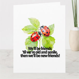 Carte Citation drôle d'amitié coccinelle humour vieillis