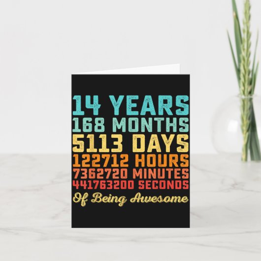 Carte Citation drôle d'anniversaire 14 ans B-Day Math (Devant)