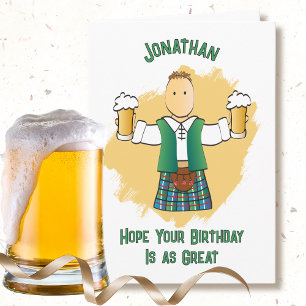 Carte Citation drôle Homme Dessin animé Kilt Anniversair