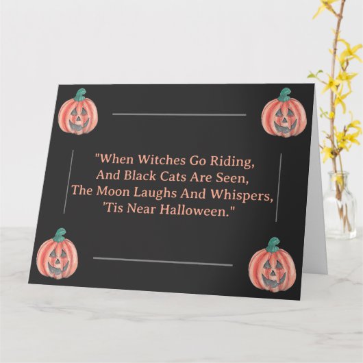 Carte Citation du Citrouille d'Halloween Jack-O-Lantern (Fleur jaune)