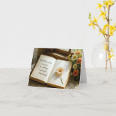 Carte Citation écrite dans un vieux livre ouvert (Fleur jaune)