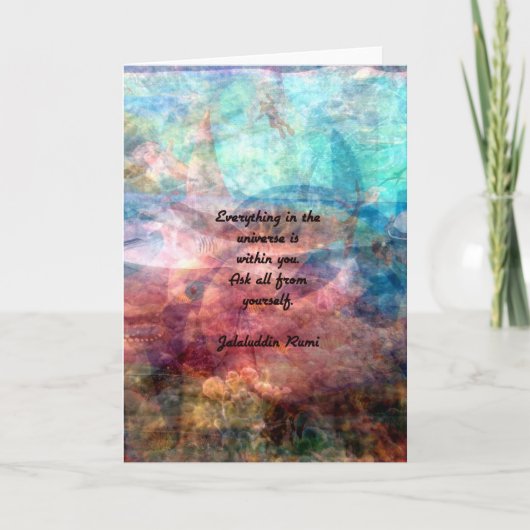 Carte Citation élevante de Rumi au sujet d'énergie et (Devant)