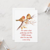 Carte Citation Encourageante Inspirante Pour Les Oiseaux (Devant/Arrière en situation)