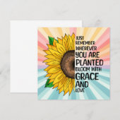 Carte Citation et tournesol tiré à la main (Devant / Derrière)