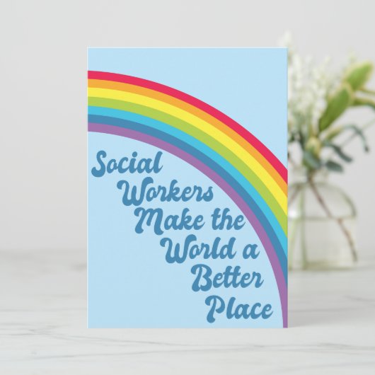 Carte Citation Inspiration du travailleur social Rainbow (Debout devant)