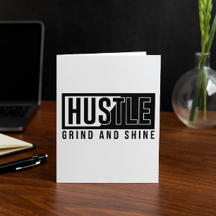 Carte Citation Motivante Hustle Grind et Shine