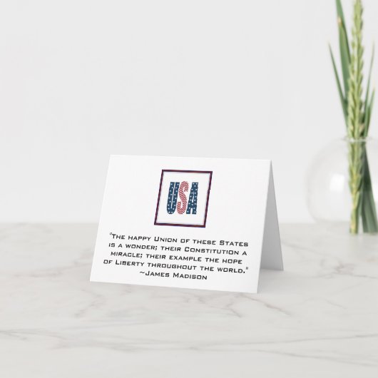 Carte Citation patriotique Notecard. de James Madison (Devant)