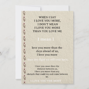 Carte citation romantique « Je t'aime plus » – Min