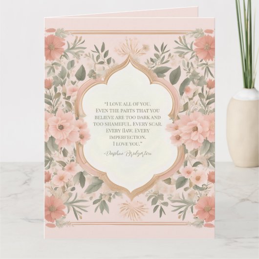 Carte Citation romantique rose Boho (Devant)