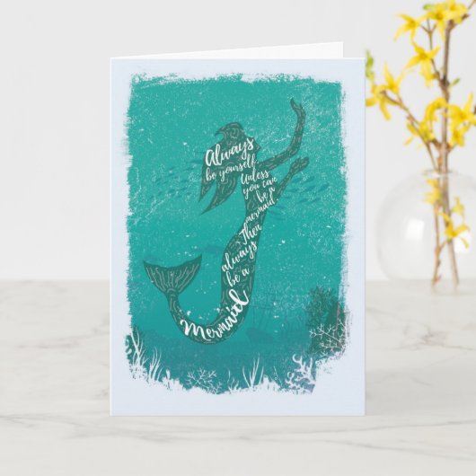 Carte Citations de sirène Anniversaire (Fleur jaune)