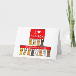 Carte Citoyenneté canadienne Félicitations Chats mignons