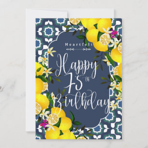 Carte Citron Méditerranée 75e Anniversaire Bleu Marine