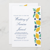 Carte Citron tiré à la main Mariage Abstrait botanique K (Devant / Derrière)