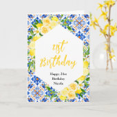 Carte Citrons avec feuillage Méditerranéen Anniversaire (Fleur jaune)