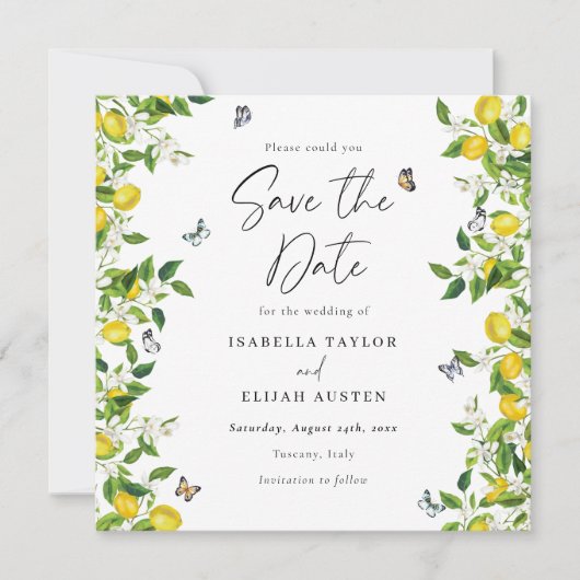 Carte Citrons d'été Enregistrer la date (Devant)