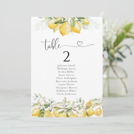 Carte Citrons et agrumes verts Tableau de sièges (Debout devant)