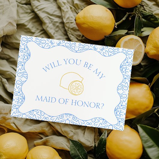 Carte Citrons et carreaux bleus Italien Maid of Honor Pr